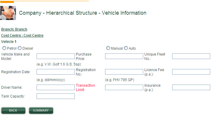 application form vehicle information form